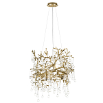 Подвесная люстра в виде ветвей деревьев золотого цвета с прозрачными подвесками-каплями 8 и 14 ламп Droplet Chandelier варинант исполнения - 2 | Loft Concept в Екатеринбурге
