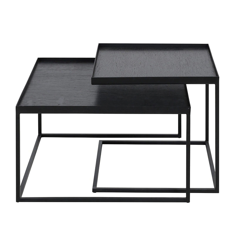 Комплект столиков с квадратными столешницами черные Black Table Combination Черный Комплект столиков с квадратными столешницами черные Black Table Combination Черный в Екатеринбурге | Loft Concept