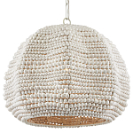 Подвесной светильник в форме купола с декором из круглых деревянных бусин White Wooden Beads Chandelier варинант исполнения - 2 | Loft Concept в Екатеринбурге