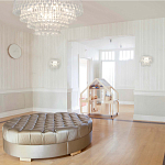 Люстра подвесная круглая с молочными стеклянными подвесками в форме капель Droplet Chandelier варинант исполнения - 4 | Loft Concept в Екатеринбурге