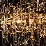 Подвесная люстра в виде ветвей деревьев золотого цвета с прозрачными подвесками-каплями 10 и 14 ламп Droplet Chandelier варинант исполнения - 6 | Loft Concept в Екатеринбурге