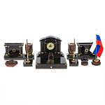 Настольный письменный набор с часами из природного камня обсидиана Peace Contract варинант исполнения - 1 | Loft Concept в Екатеринбурге