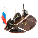 Настольный письменный набор с часами из природного камня обсидиана Oval Office варинант исполнения - 2 | Loft Concept в Екатеринбурге