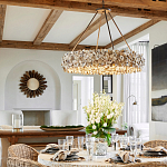 Люстра круглая с абажуром из устричных раковин Sea Ravens варинант исполнения - 4 | Loft Concept в Екатеринбурге