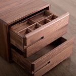 Прикроватный столик деревянный с 2-мя ящиками Moon Walnut Furniture варинант исполнения - 5 | Loft Concept в Екатеринбурге