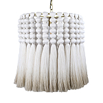 Подвесной светильник круглый плетеный с белой бахромой Braided Bundle of Ears варинант исполнения - 1 | Loft Concept в Екатеринбурге