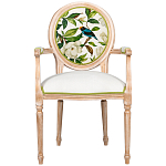Стул с подлокотниками золотистый из бука с изображением птиц и цветов Blooming Birds варинант исполнения - 1 | Loft Concept в Екатеринбурге