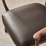 Стул деревянный с мягким сиденьем из коричневой натуральной кожи Moon Walnut Furniture варинант исполнения - 9 | Loft Concept в Екатеринбурге