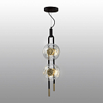 Подвесной светильник с черным основанием и золотистым декором Bruno Duo варинант исполнения - 4 | Loft Concept в Екатеринбурге