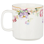 Кружка из фарфора белая с цветочным принтом 400 мл Flower Porcelain Collection варинант исполнения - 1 | Loft Concept в Екатеринбурге