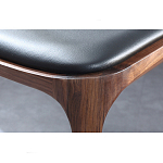 Стул деревянный с мягким сиденьем из черной натуральной кожи Moon Walnut Furniture варинант исполнения - 9 | Loft Concept в Екатеринбурге
