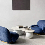 Дизайнерский журнальный стол с изогнутой столешницей на круглых ножках Rigilyr варинант исполнения - 3 | Loft Concept в Екатеринбурге