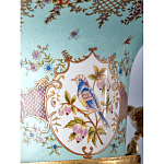 Ваза из голубого фарфора с рисунком птиц и цветов и декоративными элементами Blue Garden варинант исполнения - 9 | Loft Concept в Екатеринбурге