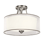 Потолочный светильник с двойным цилиндрическим плафоном из белого стекла и прозрачной органзы Kichler варинант исполнения - 7 | Loft Concept в Екатеринбурге