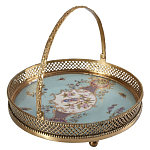 Блюдо круглое с ручкой и голубым фарфоровым дном с цветочным рисунком Blue Garden варинант исполнения - 1 | Loft Concept в Екатеринбурге