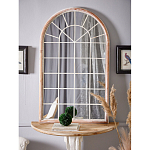 Зеркало-окно настенное в венецианском стиле с деревянной рамой бежевого цвета Venetian Smooth варинант исполнения - 5 | Loft Concept в Екатеринбурге