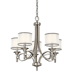 Люстра с белыми тканевыми абажурами в прозрачных стеклянных цилиндрах Kichler варинант исполнения - 6 | Loft Concept в Екатеринбурге