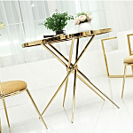 Обеденный стол с чёрной круглой столешницей на золотых ножках Rive Gauche Table варинант исполнения - 1 | Loft Concept в Екатеринбурге