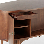 Дизайнерский письменный стол округлой формы с 4-мя ящиками и дверкой с полочками Rili варинант исполнения - 3 | Loft Concept в Екатеринбурге