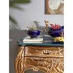 Чаша темно-синяя фарфоровая с бронзовыми ручками и ажурным ободком Eden Garden варинант исполнения - 4 | Loft Concept в Екатеринбурге