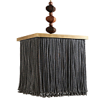 Люстра квадратная с бахромой и подвесом из деревянных бусин Psyche варинант исполнения - 2 | Loft Concept в Екатеринбурге