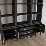 Модульный стеллаж Primo из трех составных элементов Темный орех варинант исполнения - 4 | Loft Concept в Екатеринбурге