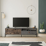 ТВ-тумба с раздвижными дверцами Mallin Metal TV Stand варинант исполнения - 4 | Loft Concept в Екатеринбурге
