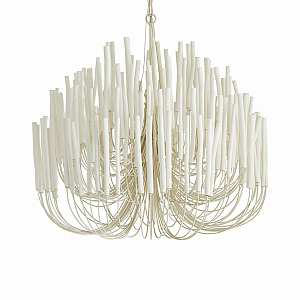 Люстра белая с несколькими ярусами деревянных палочек Bright Wooden Chandelier