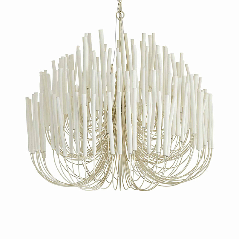 Люстра белая с несколькими ярусами деревянных палочек Bright Wooden Chandelier Белый в Екатеринбурге | Loft Concept 
