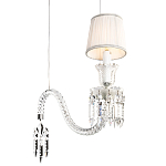 Подвесной светильник с белым текстильным абажуром и изогнутым хрустальным основанием с подвесками Lustre Reverie варинант исполнения - 4 | Loft Concept в Екатеринбурге