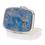 Таблетница карманная прямоугольная на 2 отделения с зеркалом и накладкой из натурального камня Лазурит Silver Stone Pillboxes варинант исполнения - 2 | Loft Concept в Екатеринбурге