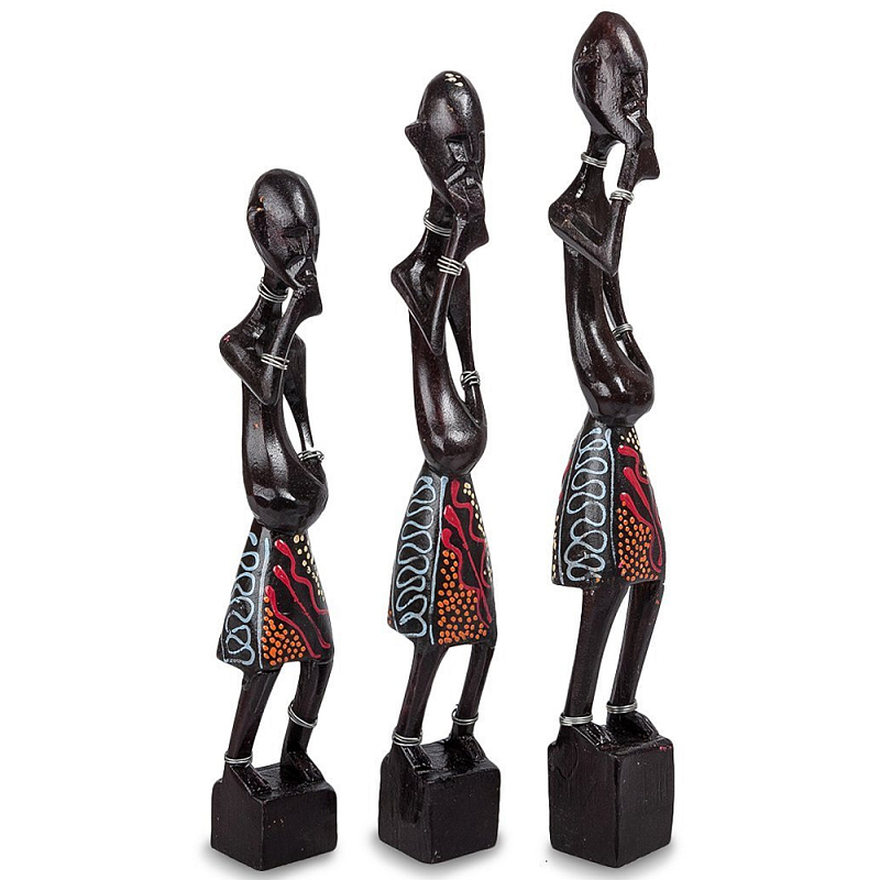 Комплект из трёх деревянных статуэток в виде аборигенов Three Aborigines Figurines Коричневый Мульти Комплект из трёх деревянных статуэток в виде аборигенов Three Aborigines Figurines Коричневый Мульти в Екатеринбурге | Loft Concept