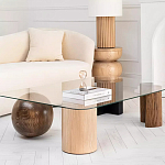 Дизайнерский журнальный стол с прозрачной столешницей и ножками в форме геометрических фигур Pytusin варинант исполнения - 2 | Loft Concept в Екатеринбурге