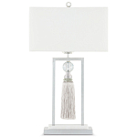 Настольная лампа с прямоугольным тканевым абажуром на белом мраморном основании Silver Threads варинант исполнения - 3 | Loft Concept в Екатеринбурге