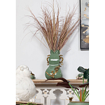 Ваза зеленого цвета из фарфора с бронзовыми ручками в виде драконов и рельефным цветочным декором Eden Garden porcelain and bronze варинант исполнения - 7 | Loft Concept в Екатеринбурге