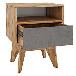 Тумба прикроватная с ящиком и фасадом цвета серый бетон Grace of Furniture варинант исполнения - 2 | Loft Concept в Екатеринбурге