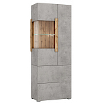 Шкаф-витрина двухдверная с фасадом цвета серый бетон Grace of Furniture варинант исполнения - 2 | Loft Concept в Екатеринбурге