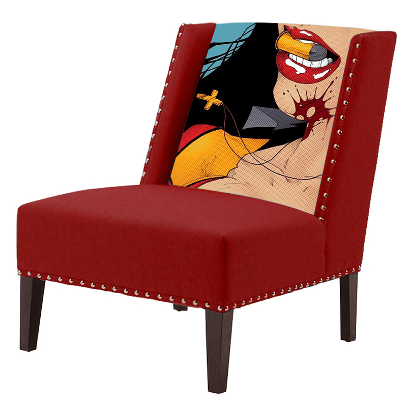 FUN Armchair "Super woman" Red Дизайнерское кресло с цветным принтом Бургундский красный в Екатеринбурге | Loft Concept 