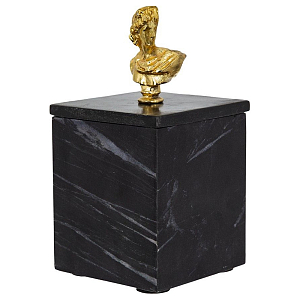 Мраморная шкатулка с бюстом из металла KELLY WEARSTLER