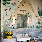 Обои ручная роспись Promenade Original colourway on cream painted silk варинант исполнения - 1 | Loft Concept в Екатеринбурге