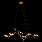 Люстра подвесная линейная с прозрачными стеклянными птичками на ветвях Serip Voa варинант исполнения - 3 | Loft Concept в Екатеринбурге