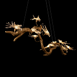 Люстра подвесная линейная с прозрачными стеклянными птичками на ветвях Serip Voa варинант исполнения - 9 | Loft Concept в Екатеринбурге