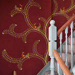 Обои с вышивкой ручной работы Fyodor Original colourway on Merlot linen варинант исполнения - 2 | Loft Concept в Екатеринбурге