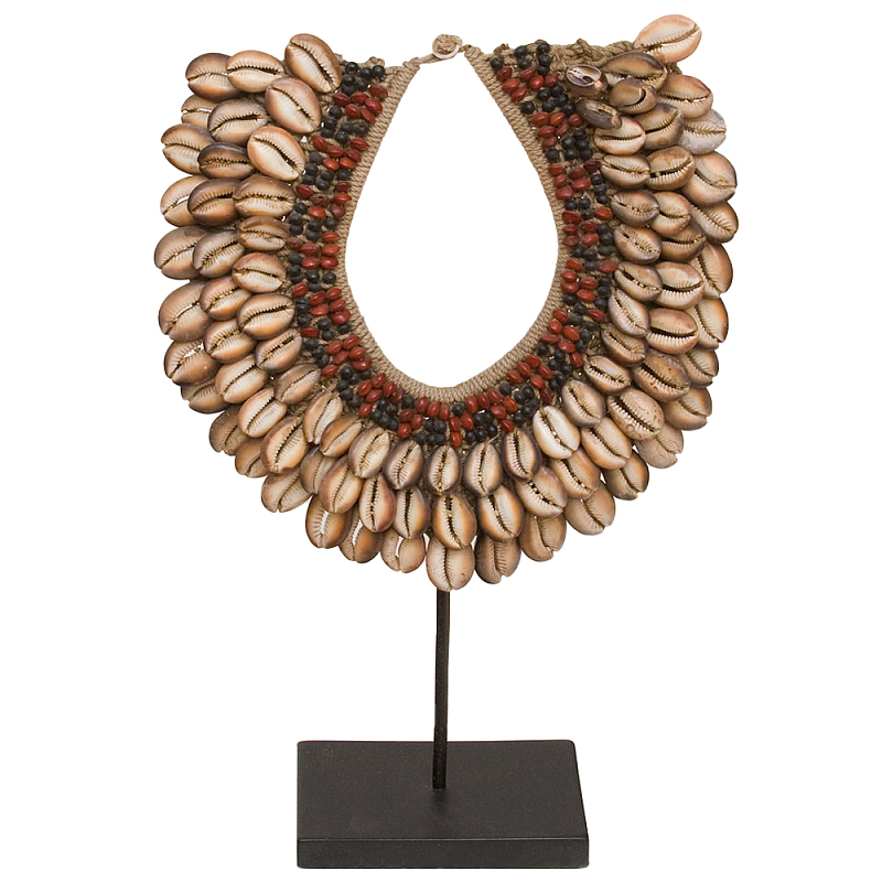 Этническое ожерелье из ракушек на подставке Ethnic Necklace Brown Shells Коричневый Красный Черный в Екатеринбурге | Loft Concept 