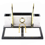 Настольный письменный набор из белого мрамора с часами Marble Accessory варинант исполнения - 1 | Loft Concept в Екатеринбурге