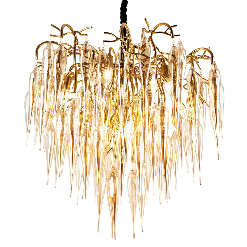 Люстра со стеклянными подвесками янтарного цвета Ambre Glass Chandelier 80 Янтарный Золотой Черный Люстра со стеклянными подвесками янтарного цвета Ambre Glass Chandelier 80 Янтарный Золотой Черный в Екатеринбурге | Loft Concept