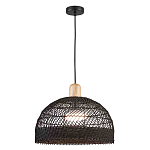 Подвесной светильник с округлым абажуром из черного ротанга Wicker Furniture варинант исполнения - 1 | Loft Concept в Екатеринбурге