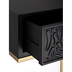 Приставной столик с резным узором на выдвижном ящике Black Table Carved Pattern варинант исполнения - 3 | Loft Concept в Екатеринбурге