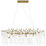 Люстра подвесная прямоугольная с бронзовыми акцентами и прозрачными стеклянными каплями Droplet Chandelier варинант исполнения - 1 | Loft Concept в Екатеринбурге