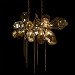 Люстра подвесная с 18-ю стеклянными плафонами с вертикальными подвесками Gilded Mirage  варинант исполнения - 4 | Loft Concept в Екатеринбурге